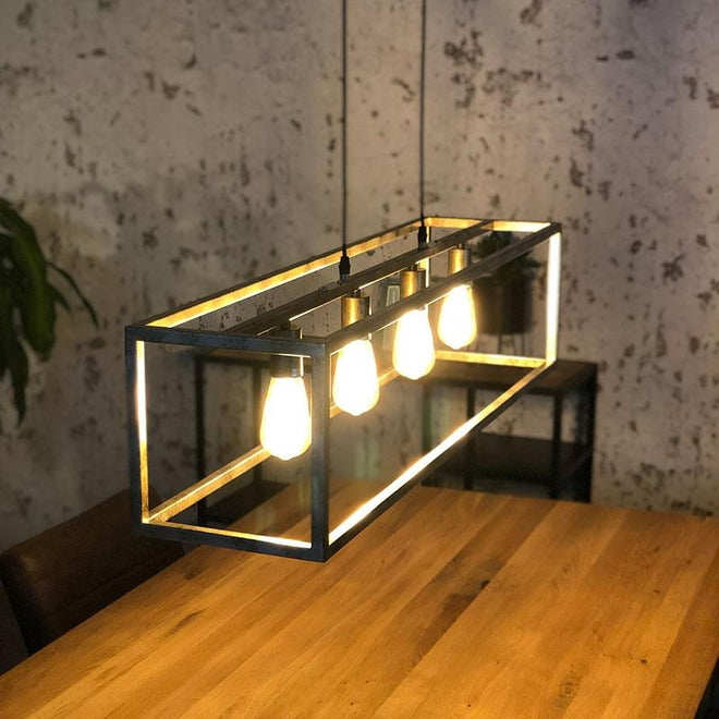 Industriële hanglamp Blake 4-lichts oud zilver