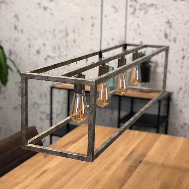 Industriële hanglamp Blake 4-lichts oud zilver