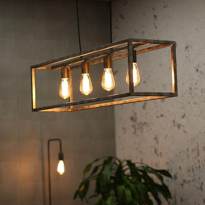 Industriële hanglamp Blake 4-lichts oud zilver