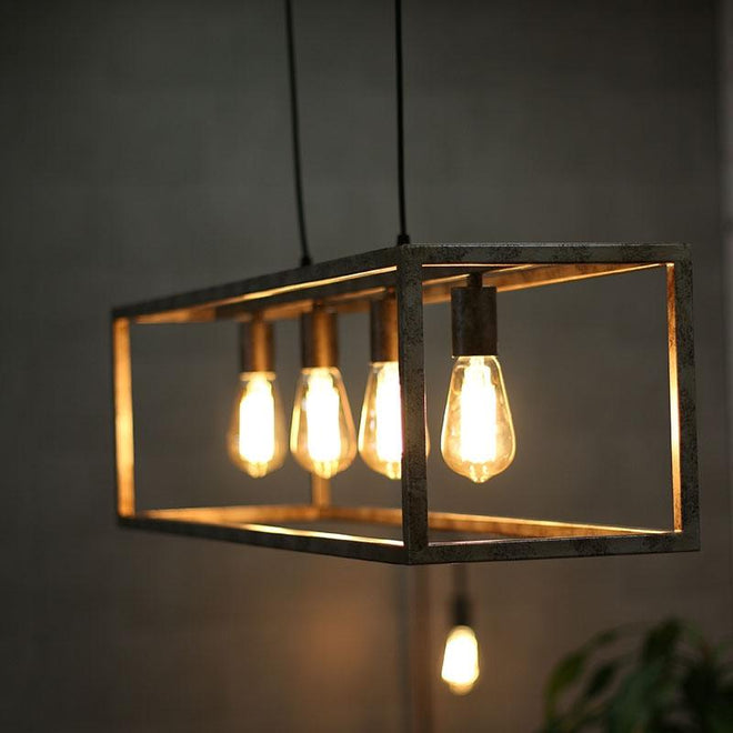 Industriële hanglamp Blake 4-lichts oud zilver