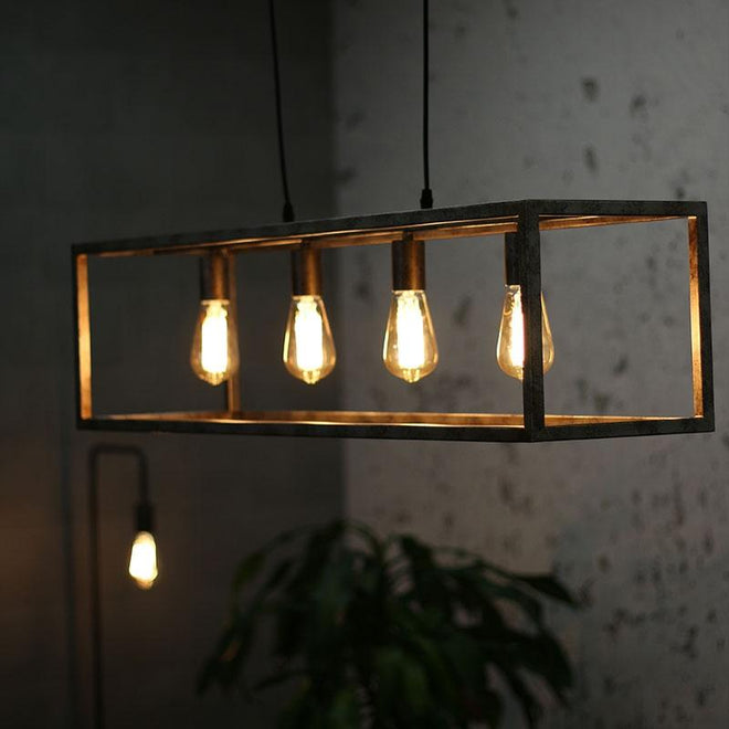Industriële hanglamp Blake 4-lichts oud zilver