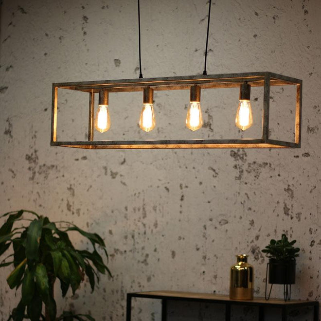 Industriële hanglamp Blake 4-lichts oud zilver