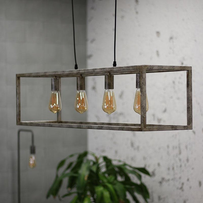 Industriële hanglamp Blake 4-lichts oud zilver