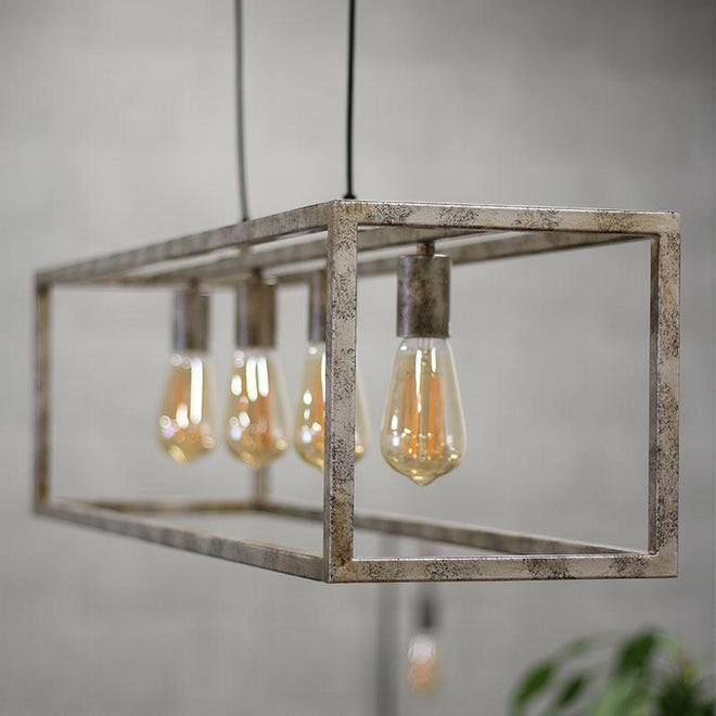 Industriële hanglamp Blake 4-lichts oud zilver