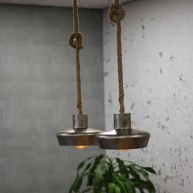 Industriële hanglamp Maddox 2-lichts metaal touw