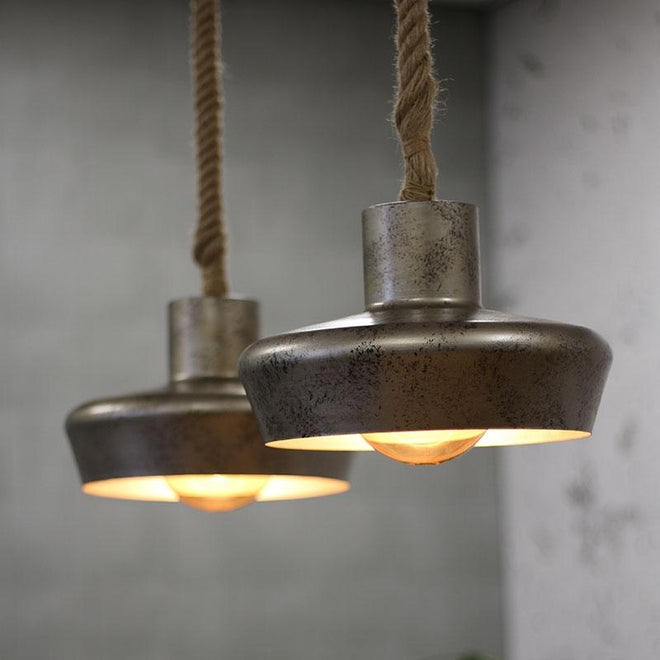 Industriële hanglamp Maddox 2-lichts metaal touw