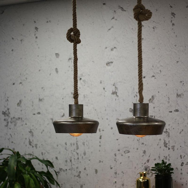 Industriële hanglamp Maddox 2-lichts metaal touw