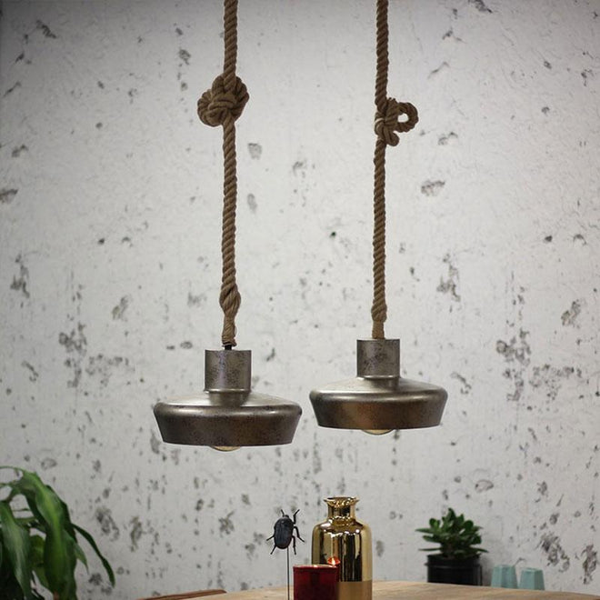 Industriële hanglamp Maddox 2-lichts metaal touw