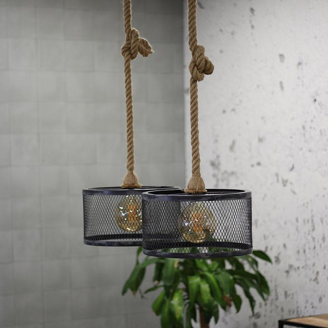Industriële hanglamp Rope 2-lichts metaal 
