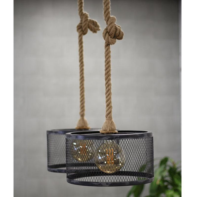 Industriële hanglamp Rope 2-lichts metaal 