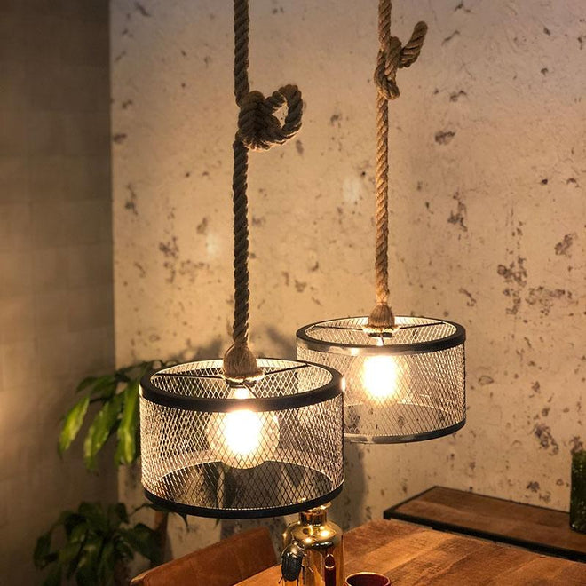 Industriële hanglamp Rope 2-lichts metaal 