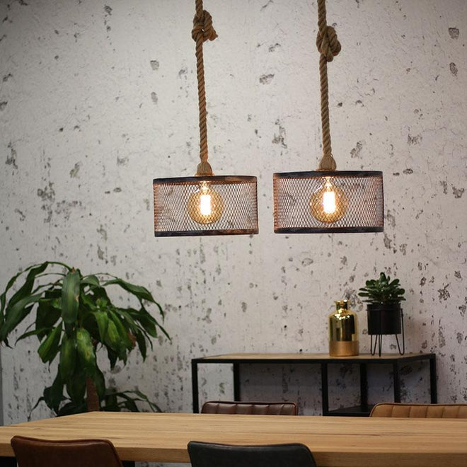 Industriële hanglamp Rope 2-lichts metaal 