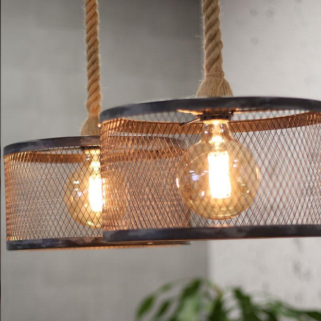 Industriële hanglamp Rope 2-lichts metaal 