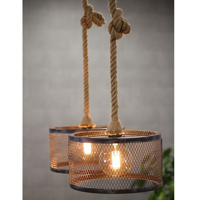 Industriële hanglamp Rope 2-lichts metaal 