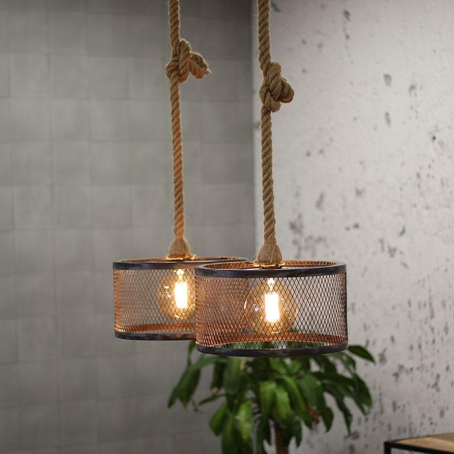 Industriële hanglamp Rope 2-lichts metaal 