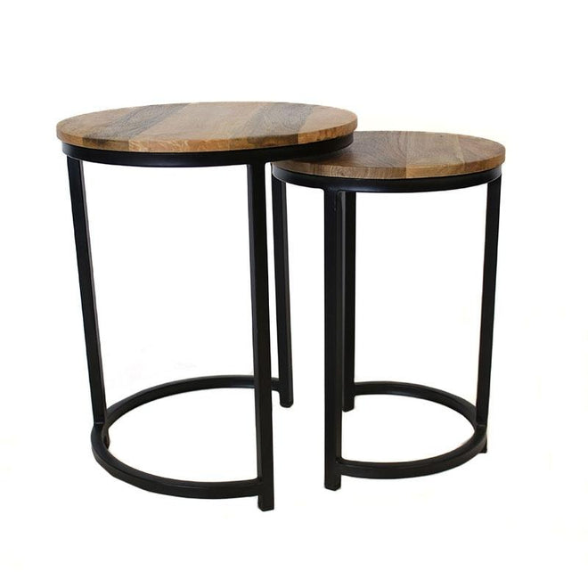 Industriële salontafel set Yumi mangohout (2 stuks)