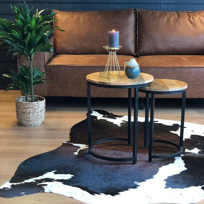Industriële salontafel set Yumi mangohout (2 stuks)