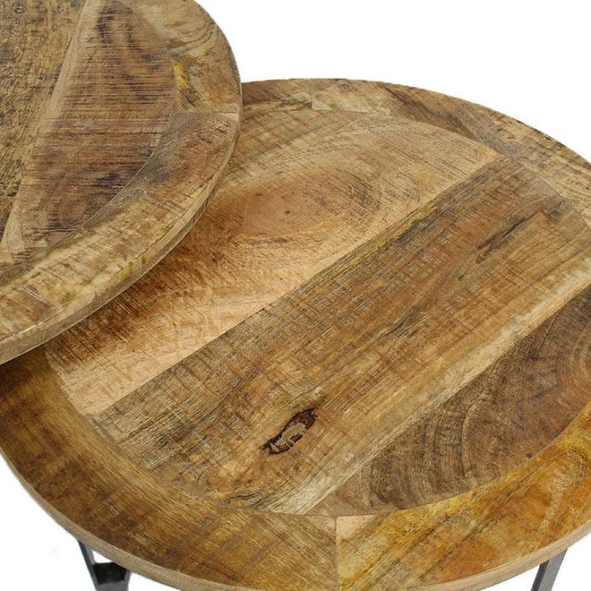 Salontafel set Lenn hout metaal (set van 2)