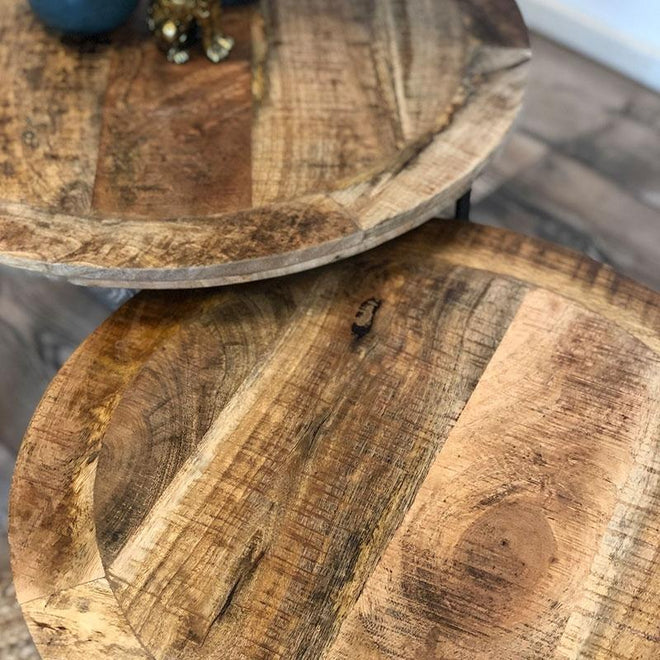 Salontafel set Lenn hout metaal (set van 2)