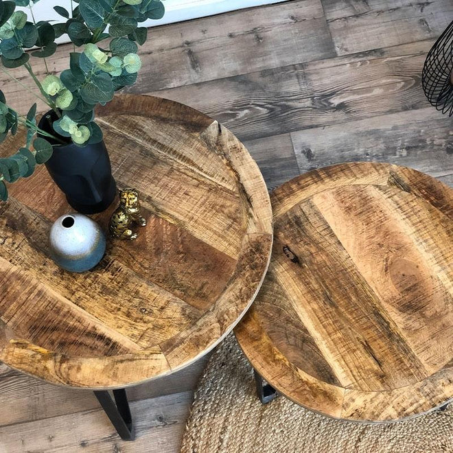 Salontafel set Lenn hout metaal (set van 2)