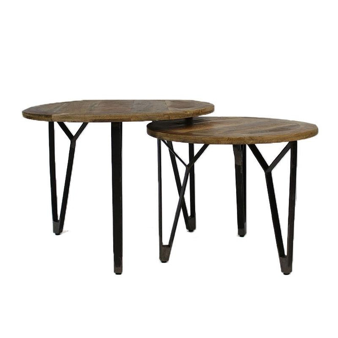 Salontafel set Lenn hout metaal (set van 2)
