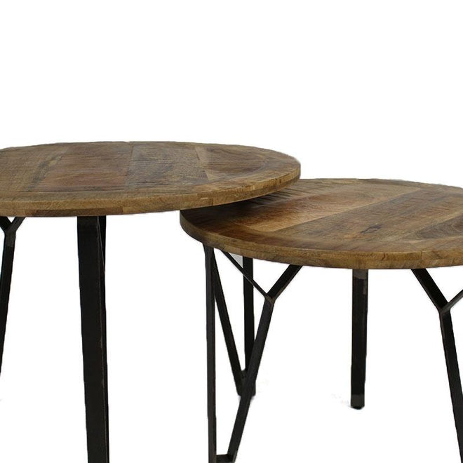Salontafel set Lenn hout metaal (set van 2)
