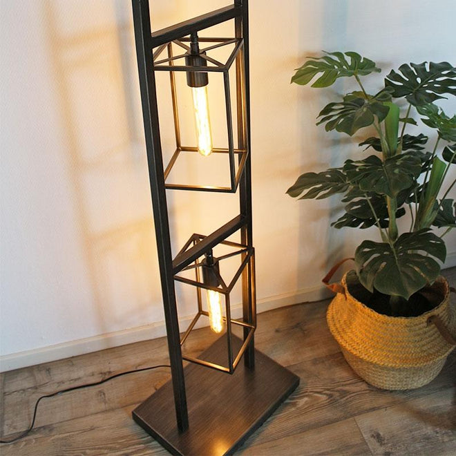 Industriële vloerlamp Hunter 3-lichts metaal