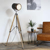 Industriële vloerlamp Landon hout metaal