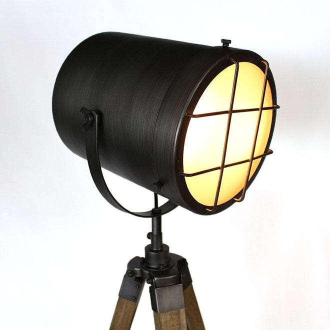 Industriële vloerlamp Landon hout metaal