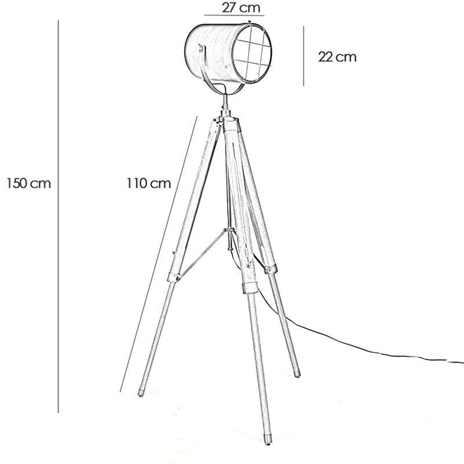 Industriële vloerlamp Landon hout metaal