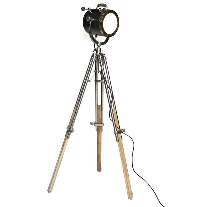 Industriële vloerlamp Quin Raw nickel