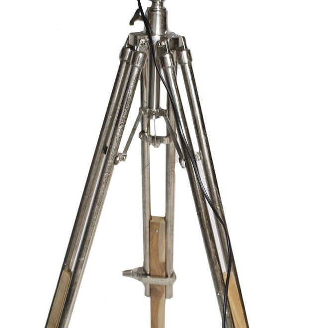 Industriële vloerlamp Quin Raw nickel