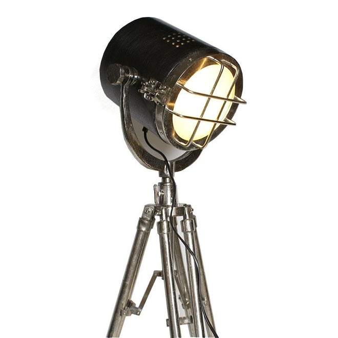 Industriële vloerlamp Dexter Raw nickel