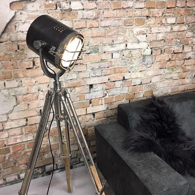 Industriële vloerlamp Dexter Raw nickel