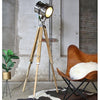 Industriële vloerlamp Jax hout metaal
