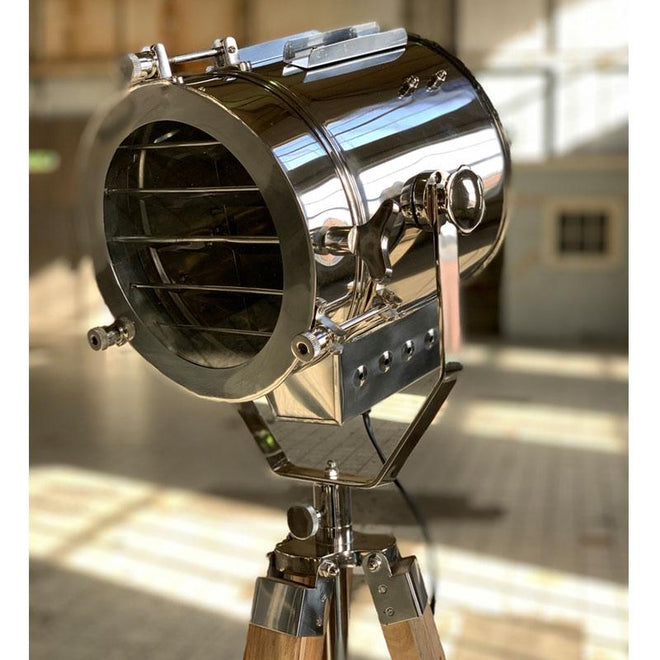Industriële vloerlamp Jax hout metaal