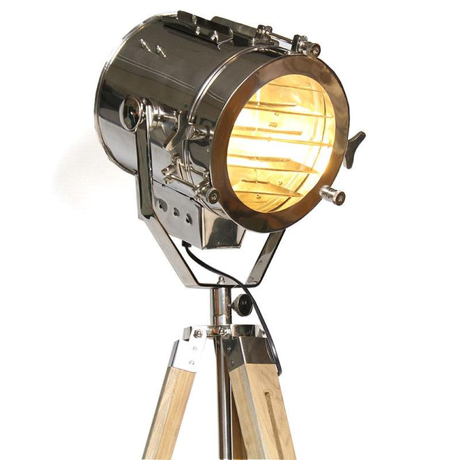 Industriële vloerlamp Jax hout metaal