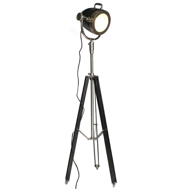 Industriële vloerlamp Bekka Raw nickel