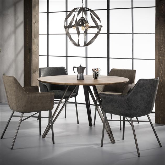 De industriële eetkamertafel Alton rond Ø120 cm