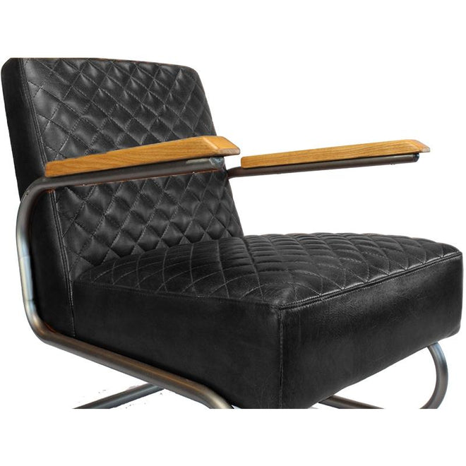 Industriële fauteuil Lewis zwart - 100% runderleer