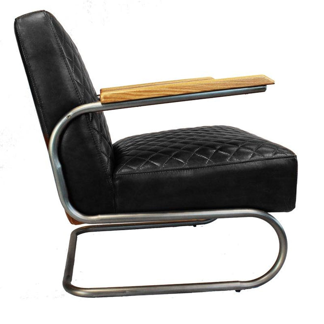 Industriële fauteuil Lewis zwart - 100% runderleer