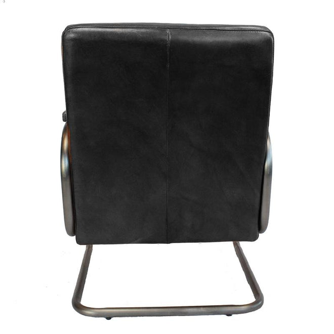 Industriële fauteuil Lewis zwart - 100% runderleer