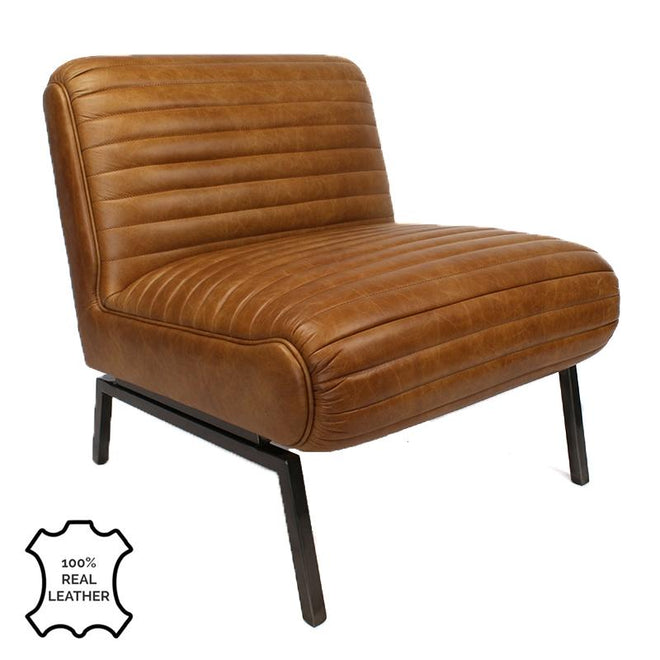 Industriële fauteuil Reflex cognac | 100% leder