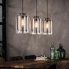 Industriële hanglamp 3-lichts Manley raster glas