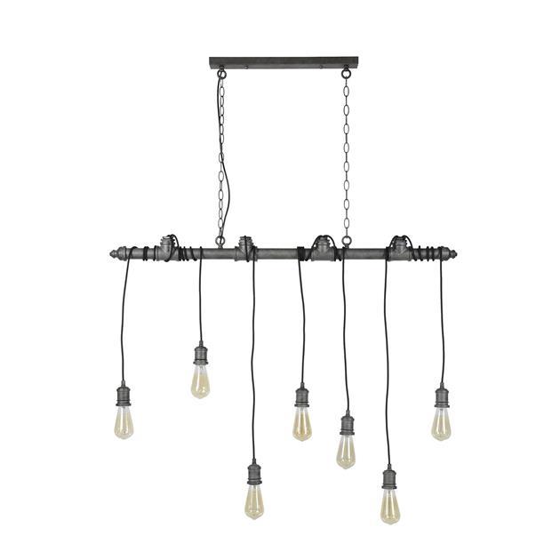De industriële hanglamp Duke oud zilver (7-L)