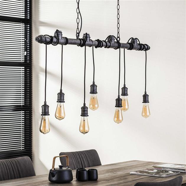De industriële hanglamp Duke oud zilver (7-L)