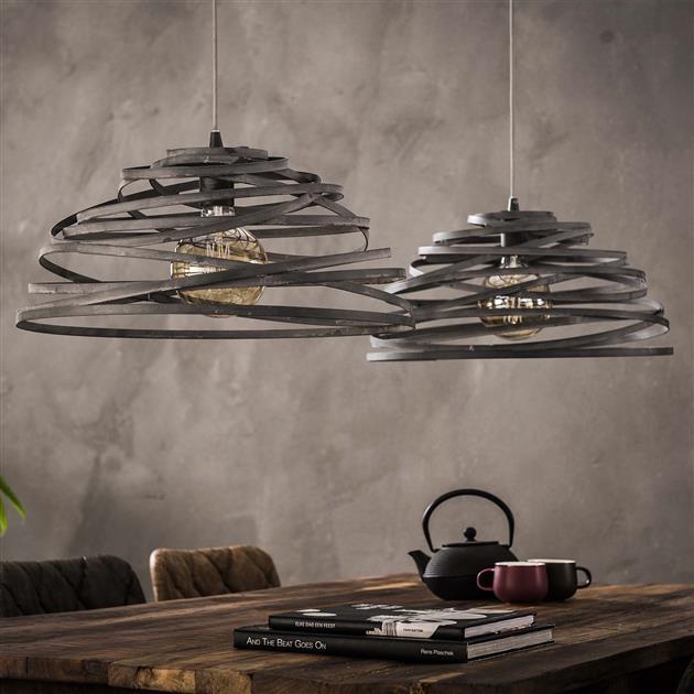 De industriële hanglamp Farson 2-lichts staaldraad