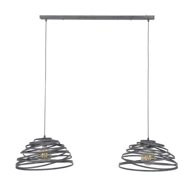 De industriële hanglamp Farson 2-lichts staaldraad
