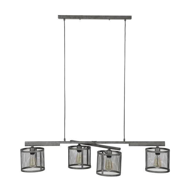 De industriële hanglamp Glyn 4-lichts oud zilver