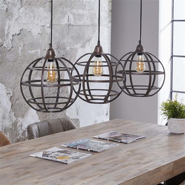 De industriële hanglamp Jayla 3-lichts - Antiek koperen finish 